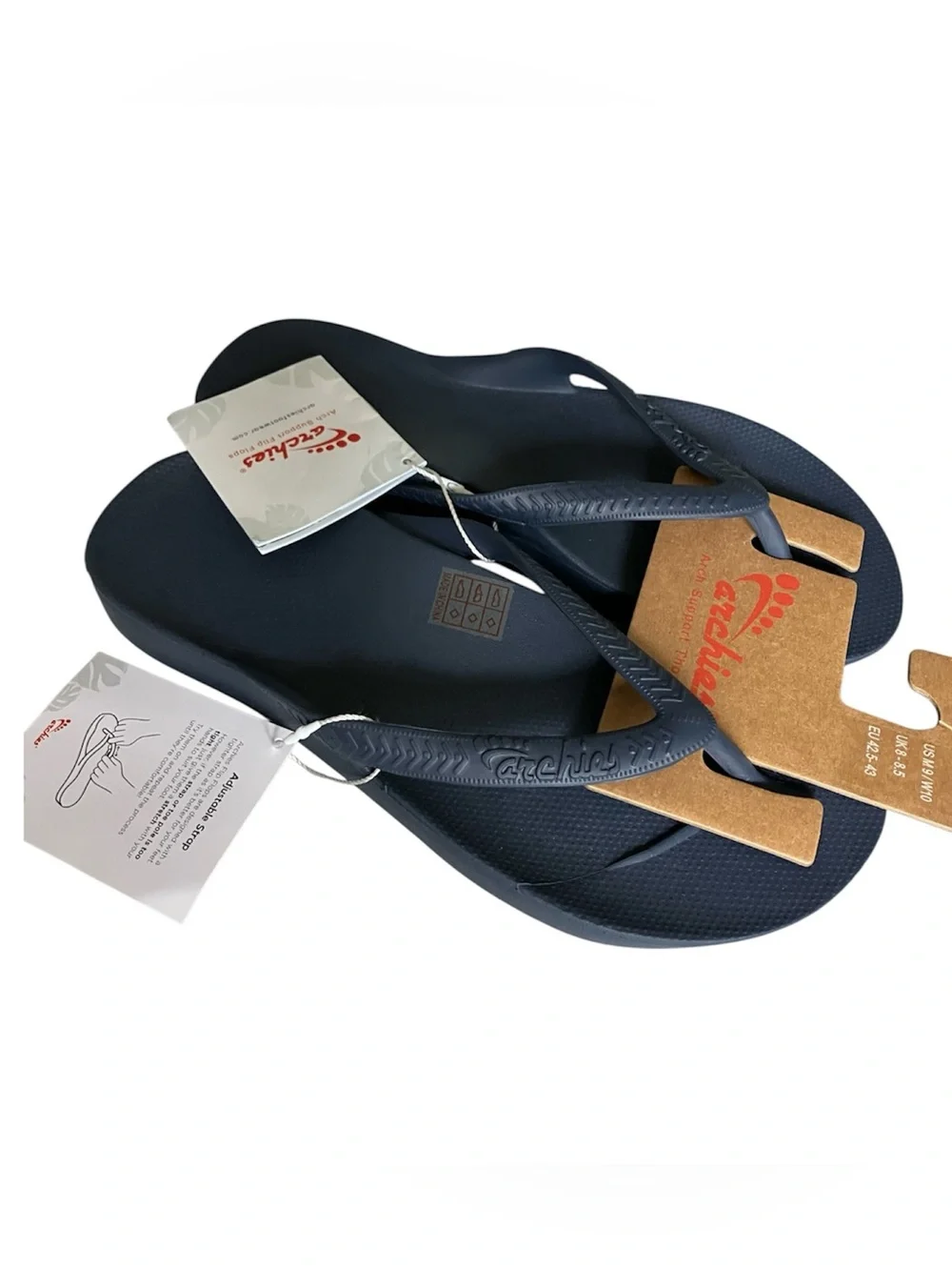 Archies Arch Support Flip Flops Navy Blue NWT Unisex US Men's 9/Women's 10